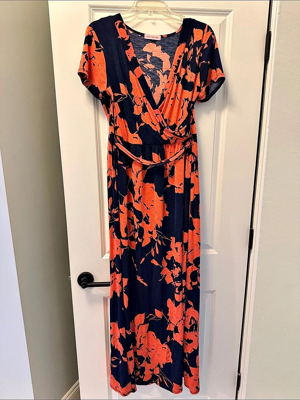 East Adeline Floral Wrap Maxi Dress in Blue & Orange